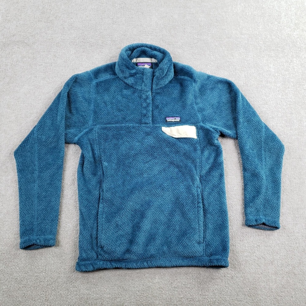 Patagonia Snap-T Jacket Womens Small Blue Fleece Snap Pullover Damaged